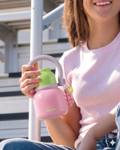 22 oz Leakproof Insulated Water Bottle with Handle Dual Lid Pink | 316L Stainless Steel | Dual Drinking Options | BPA-Free | Steel | Cold 24H & Hot 12H | Wide Mouth Design | Easy Cleaning - color: Pink
