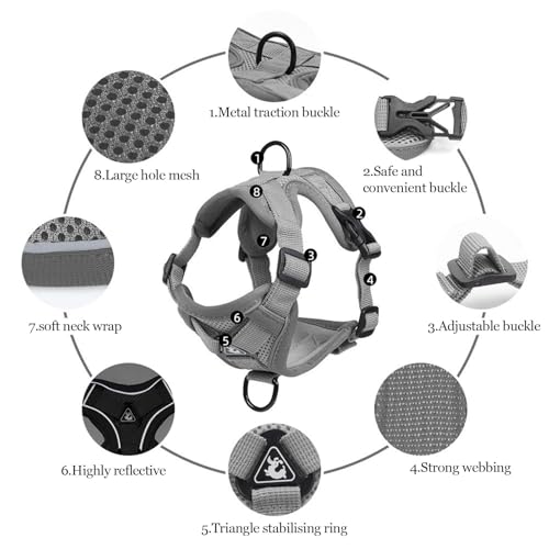 shudyear Cat Chest Harness and Leash Set Adjustable Anti-Escape Soft Mesh Cat Vest for Walking Outdoor (Blcak, L) - size: L