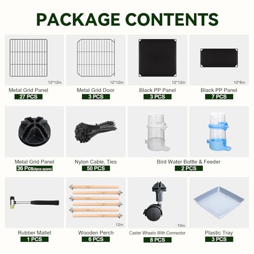 VISCOO Encrypted MetalBird Cage (46" x 36" x 12") for Parrot Parakeets | Bird Cages with Wooden Perches,Slide-Out Tray, Water Bottle & Feeder, for Parrot,Parakeets,Cockatiel,Small Mid-Sized Birds - size: 16.1"L x 12.6"W x 7.3"H
