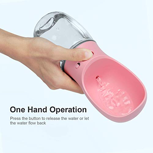 DEYACE Dog Water Bottle, Leak Proof Portable Pet Water Bottles for Dogs, Puppy Water Dispenser with Drinking Feeder for Travel (Pink 12oz) - color: Pink 12oz