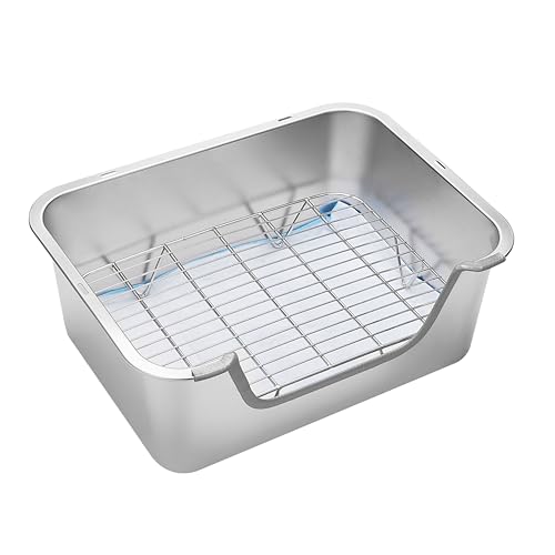 Stainless Steel Sifting Litter Box for Rabbit (M) - size: Medium