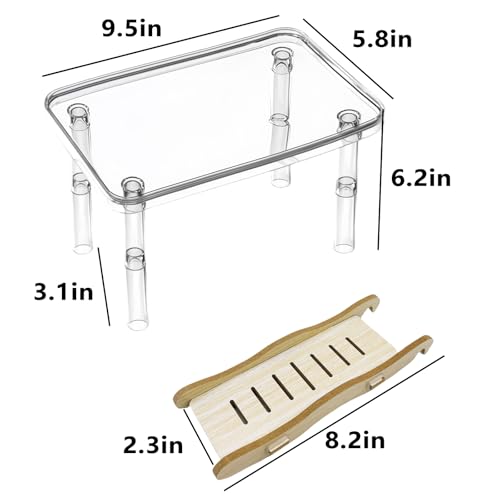 Hamster Platform Acrylic Small Animal Play Activity Resting Stand Climbing Cage Toy with Ladder for Dwarf Syrian Hamsters Gerbils Mice Sugar Glider - color: Transparent(1PCS)