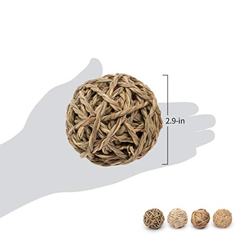Niteangel Natural Chew Activity Toys: Meets Small Pet Chewing Needs & Mood | Helps Alleviate Teeth Grinding & Reduces Boredom - Fun Safe Hay Grass Balls for Chinchilla Guinea Pig Rats Rabbits Hamster - color: 4 Balls