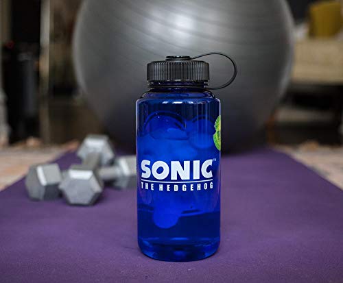 JUST FUNKY Sonic The Hedgehog Character Water Bottle | BPA-Free Large Plastic Water Jug With Screw Top Lid | Hydration For Outdoor Sports, Gym, Yoga | Holds 32 Ounces