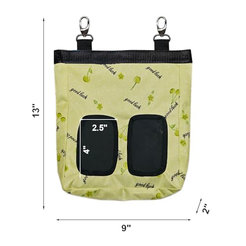 RIOUSSI Guinea Pig Hay Feeder, Hanging Rabbit Hay Feeder Bag. GreenCherries | Upgraded Double Layer Fabric | Bite Resistant | Cleaner Hay & Less Mess | Small Animal Hay Holder for Bunnies & Chinchillas - color: Greencherries