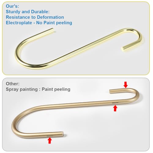 Vindar 3 Pack 6 Inches Bird Feeder Hook Heavy Duty Gold S Hooks Hangers for Kitchen, Office, Wind Chimes, Lanterns, Gardening Tools, Hummingbirds Feeders, Bird House, Lanterns - color: Gold 3 Pack 6 Inch