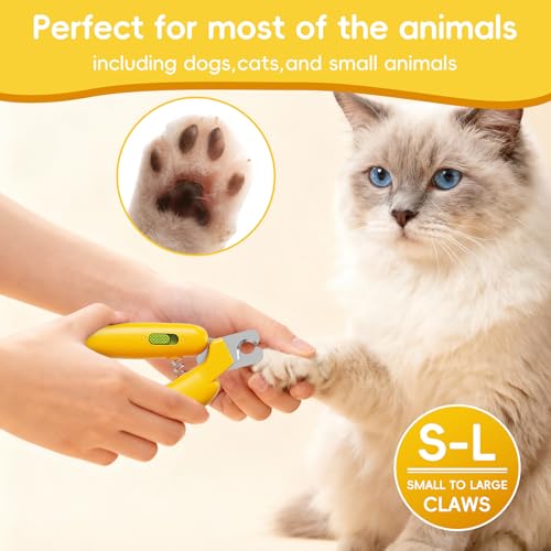 Dog Nail Clippers,Dog Nail Trimmers for Small Medium Dogs and Cats - Professional Grooming Tool with Safety Lock, Sharp Stainless Steel Blade Prevents Splitting，Includes Nail File (Yellow-mini) - size: Yellow-mini