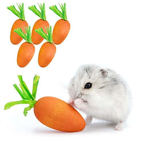 Niteangel Hamster Chew & Decor Toys: Pack of 6 Carrot-Shape & Beech Wood | Chew-Friendly Design to Control Tooth Overgrowth for Syrian Dwarf Hamster Gerbils Mice Lemming Degu or Other Small-Sized Pets - size: Carrot-Shape