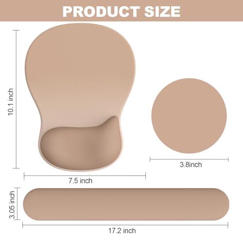 Ergonomic Mouse Pad with Wrist Rest and Keyboard Wrist Rest, Gel Mousepad | Wrist Rest for Computer Keyboard, Pain Relief, Non-Slip PU Base, Mouse Pad with Wrist Support for Gaming, Office, Brown - color: Mocha Sand