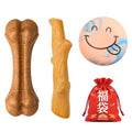 SCHITEC 3 Pack Puppy Teething Chew Toy Gift Set for Small Breeds | Dog chew bone & branch for teething puppies; natural latex squeaky ball; storage bag; ideal for small dogs.