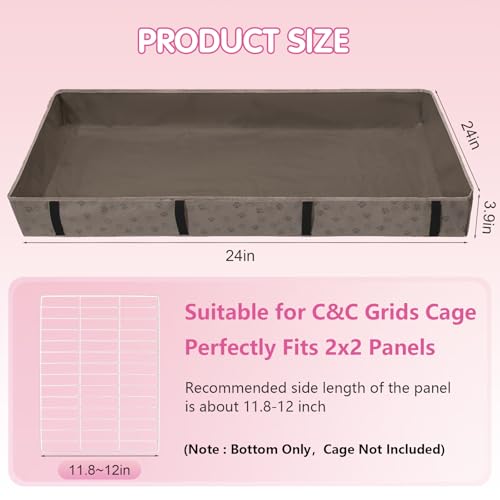 Funfurry Waterproof Guinea Pig Cage Liner,Washable Tarp Bottom Base,Cage Liners for Small Animals,Hamster Chinchilla Hedgehog Ferret Rabbit. (Tan Brown-Paw, 24" X 24") - color: Tan Brown-Paw, size: 24" X 24"
