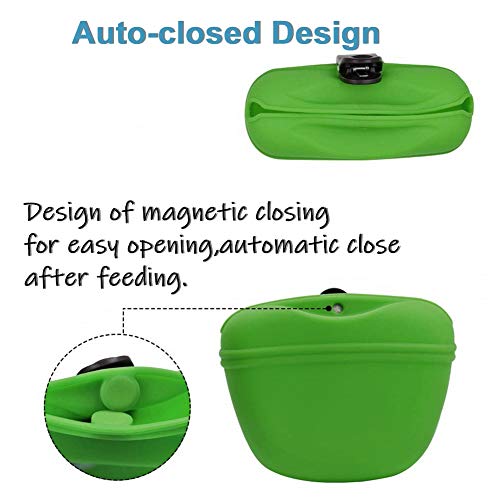 RoyalCare Silicone Dog Treat Pouch-Small Training Bag-Portable Dog Treat Bag for Leash with Magnetic Closure and Waist Clip[US Design Patent] - color: dark green