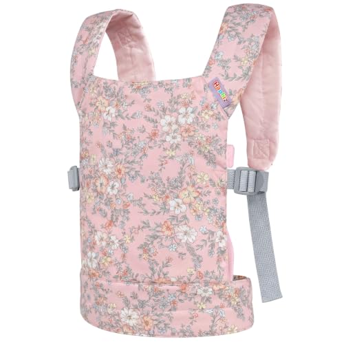 Doll Carrier for Toddler 100% Cotton Pretend Play Doll Carrier with Adjustable Straps 3 Carry Ways Stuffed Animal Carrier Baby Dolls Toddler Doll Accessories Gift - Pink - color: Pink