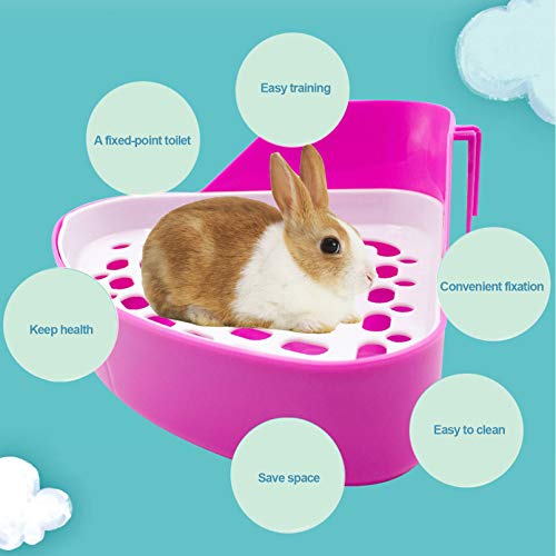 kathson Triangle Potty Trainer Corner Bunny Toilet Guinea Pig Litter Bedding Plastic Box Pet Pan for Rabbit Chinchilla Hamster Ferret Small Animal(Pink) - color: Pink or Blue