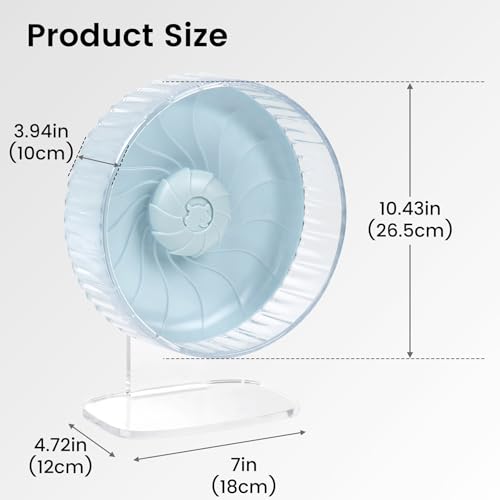 10 inch Silent Hamster Wheel with Adjustable Stand, Large Size, Blue | Large Size, Double-Bearing Design, Adjustable Stand, Smooth-Rotating Exercise Wheel for Syrian Hamsters and Gerbils - color: Blue With Stand, size: 10in