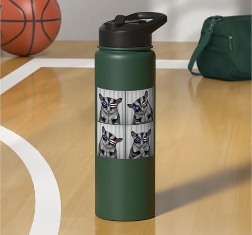 Sugar Glider 4th of July US American Flag Patriotic Stainless Steel Insulated Water Bottle - color: Dark Green