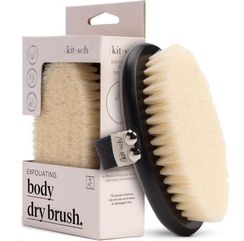 Kitsch Dry Brushing Body Brush for Lymphatic Drainage | Soft Bristles Shower Brush - Dry Brush to Remove Dry Skin and Improves Blood Circulation, Body Scrubber for Glowing Skin