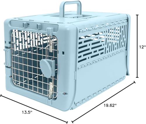 SportPet Designs Collapsible X-Small Pet Travel Carrier (Blue), Hard-Sided Kennel for Small Dogs, Puppies, Cats, Kittens, Animals up to 20lbs, Washable Home & Outdoor Pet Crate, 19.6"L x 13.5"W x 12"H - color: 19" X-Small (Blue)