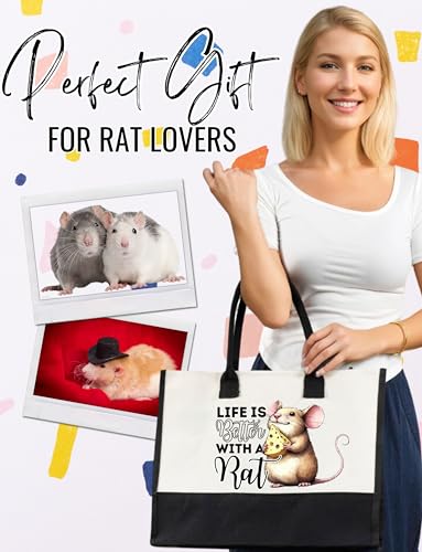 InnoBeta Rat Gifts, Rat Gifts for Women, Tote Bag, with Top Zipper Closure and Shoulder Strap for Birthday, Mother's Day, Christmas