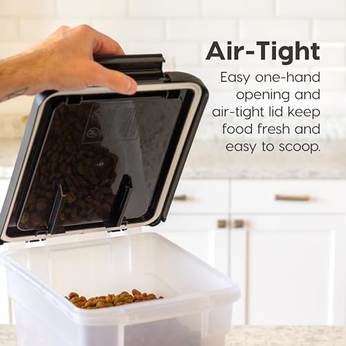 IRIS USA Dog Food Storage Container, 2-Pack, Up to 10 lbs, Black | Made in USA, Stacklable Design, Airtight Seal, BPA-Free, Bird Seed, Cat food, Treats, Multi-Pet Use - color: Black, size: 10 lbs - 2 Pack