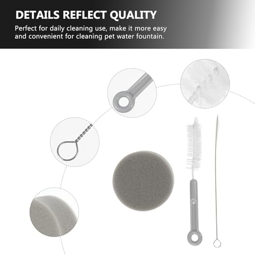 BESPORTBLE Pet Water Fountain Cleaning Kit with Long Handle Brush for Dog and Cat Water Dispenser Maintenance 3-Piece Set for Easy Fountain Cleaning