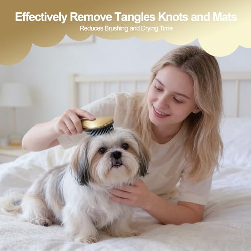 Small Dog Brush, Skin-friendly Soft Bristles (Rose Gold) | Puppy Hair Brush, Massage and Bath Supplies, Pet Grooming Tool for Teddy, Yorkies, Maltese, Shih Tzu, Chihuahua - color: Rose Gold
