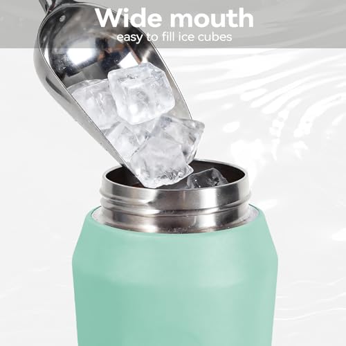 24oz Insulated Water Bottle, Wide Mouth Spout Lid, BPA-Free | Tritan spout lid, BPA free, 18/8 stainless steel body, Cold 24H, hot 12H, Wide mouth fits ice, Fit car cup holder,Green - color: Green