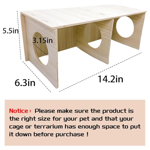 Hamiledyi Wooden Hamsters 2-Chamber Hideout-Tunnel Multi Chamber Exploring Toy Rat 14 x 6.3 x 5.5 Exploring Tunnel Toy for Mice Guinea Pig Squirrel Sugar Glider - size: XL