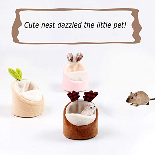 Soft Small Pet Bed, Hamster Nest Pouch Cute Mouse House Hammock Sugar Glider Hideout Cage Accessories, Bedding for Gerbil Degu Golden Bear Hedgehog