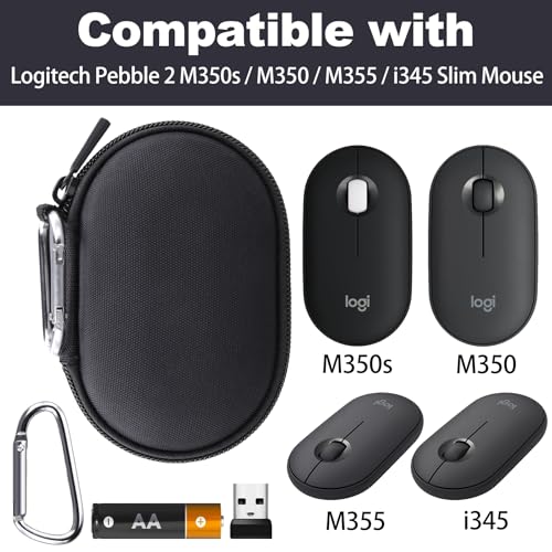 co2CREA Hard Case for Logitech Pebble M350/M350s/M355/i345 Mouse, Graphite | Travel Protection, Soft Anti-Static Lining, Hard EVA Shell, Shockproof Dustproof Water Resistant - color: Graphite Case