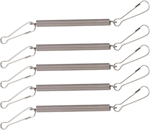 5 Pcs Spring with 10 Clips Used Singly or in Combination to Hold Rabbit Water Dispenser Drinking Bottle for Small Animals Feeding and Watering Supplies,Silver