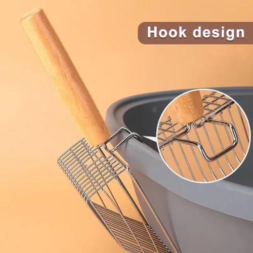 Cat Litter Scoop, Metal Mesh Kitty Litter Scoop, Deep Shovel, Long Handle Scooper for Litters Box(Color:Silver)