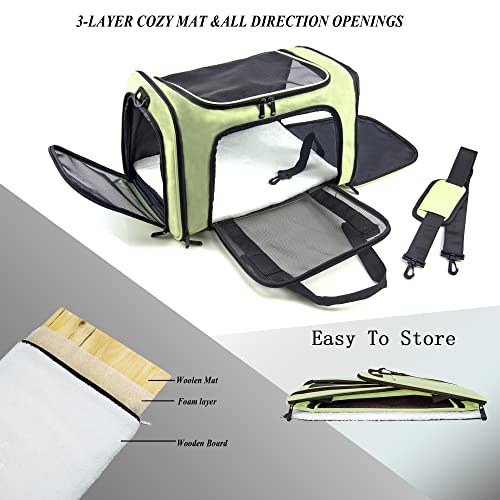 Soft Sided Carrier for Small Medium Cats Dogs,TSA Airline Approved Collapsible Travel Pet Carrier Medium Green - color: Green, size: Medium