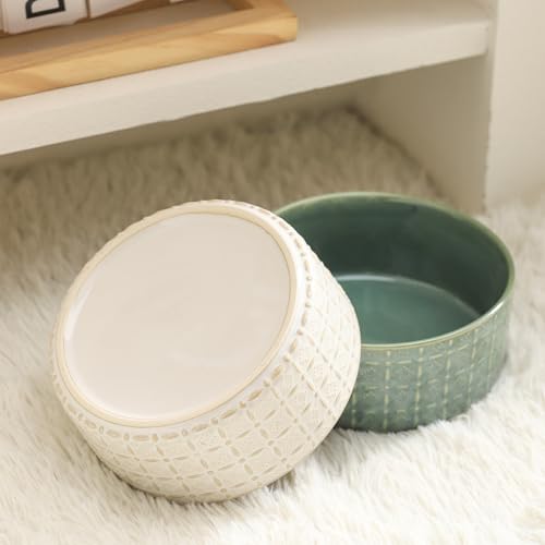 Ceramic Dog Bowl, 6.5 inch Pet Dog Food Bowl Water Bowls, Dogs Dish for Middle and Small Dogs, Puppy, Green - color: Green