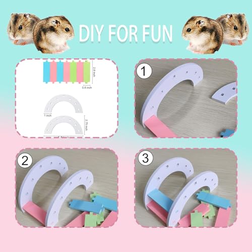 Hamster Toys, Rainbow Bridge & Swing & Seesaw Guinea Pig Toys Set DIY Rat Toys for Small Animals to Exercise and Have Fun (A, 3Pcs) - color: A