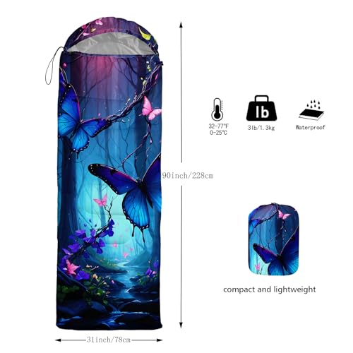 AILONEN Midnight Meow Sleeping Bag, Charcoal Cat Eyes Crescent Graphic, Portable Camp Sack Sleepover Style - color: S116