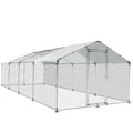 Large Metal Chicken Coop Round Top Upgrade Tri-Supporting Wire Mesh Chicken Run,Chicken Pen with Water-Resident and Anti-UV Cover,Duck Rabbit House Outdoor (26.2'L x 9'W x 6.5'H) - size: 314.4"L x 108.0"W x 78.0"H