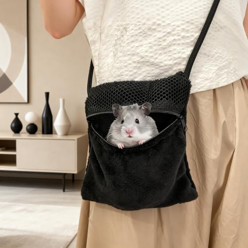 Sugar Glider Pouch and Hamster Leash Small Animal Carrier with Adjustable Straps and Cozy Soft Fabric for Small Pets Travel and Outdoor Use(Random Color for Hamster Leash)