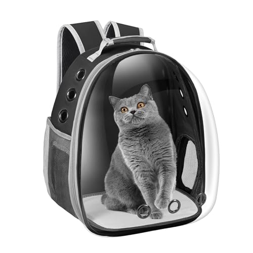 Cat Carrier Backpack, Pet Carrier Backpack Front Pack for Small Medium Cat Puppy Dog Carrier Backpack Bag Space Capsule, Pet Carrier for Travel Hiking Walking Camping (Black) - color: Black