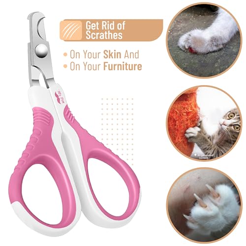 Mr. Pen- Cat Nail Clipper, Stainless Steel | Professional Sharp Cat Claw Trimmer for Small and Medium Cats, Pet Nail Clipper with Sturdy Non Slip Handle - color: Dark Pink