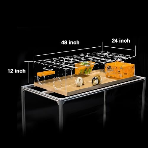 GuineaLoft™ Model-A1 Acrylic Guinea Pig Cage w/Clear Acrylic Lid | Includes Supporting Beams & Connecting Doors; Large 4'x2'x1' Expandable C&C Cage Also For Bunnies, Quails, & Hedgehogs - color: Model-A1