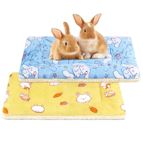 2 Pcs Guinea Pig Bed, Washable Rabbit Bunny Bed Mat Soft Small Animal Winter Bed Pads Sleeping Pads for Rat Chinchilla Hedgehog Hamster Squirrel Ferret (19 x13 inch) - size: 19 x13 inch