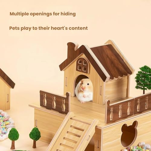 Hamster Wooden House, Tiny House for Hamster, Mice, Gerbils, Lemmings