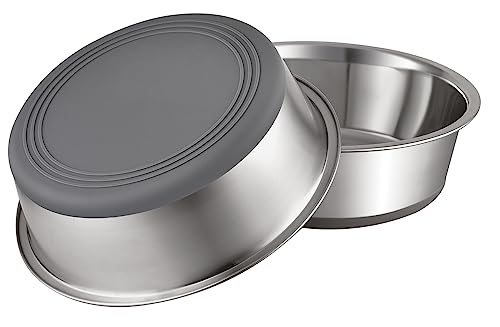 Nonslip Stainless Steel Dog Bowls, 7.6 US Cup, 2 Count | No slide silicone bottom, Dishwasher safe, Easy to clean, Stackable design - size: 7.6 Cup