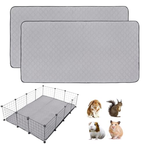 2Pack Guinea Pig Cage Liners, 42''X56'' Washable Guinea Pig Pee Pads, Non Slip Reusable Super Absorbent Guinea Pig Training Mat Bedding Fleece for Small Animals Hamster Rabbit Chinchilla Rat - size: C&C 3x4(42" x 56") 2Pack