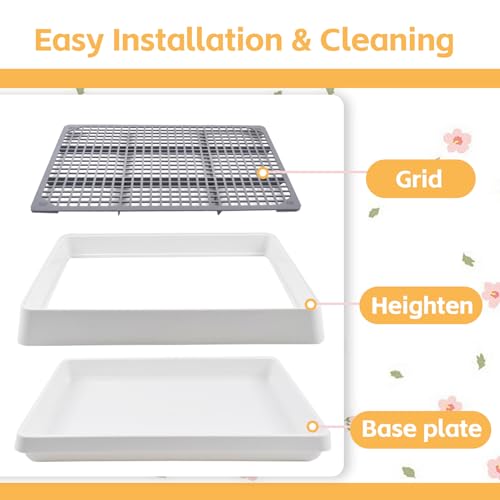 Large Rabbit Litter Box for Cage,Bunny Litter Box Grate Restroom with 50 Pcs Disposable Rabbit Cage Liner Guinea Pig Litter Pan with Grate Rabbits Litter Tray Pet Toilet for Rat Ferret Hamster