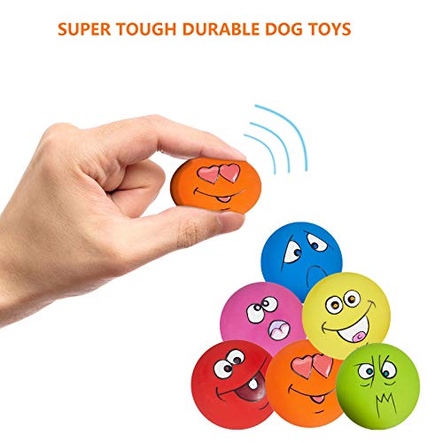 Dog Toy Squeaky Dog Toys Funny Face Chewing Latex Rubber Soft Fetch Play Interactive Dog Balls for Puppy Small Medium Pet Dog (6PCS) - color: Different Face