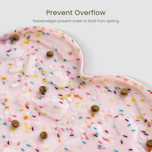 PWTAA Dog Food Mat Anti-Slip Silicone Dog Bowl Mat Thicker Pet Placemat Waterproof Cat Feeder Pad with Raised Edge Puppy Kitten Feeding Mats Suitable Small Medium-Sized Dogs Cats Eating Tray - 2PCS - color: Donut Pink, size: 19.4" x 9.8"-2PCS