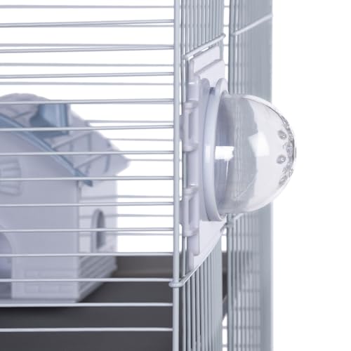 Prevue Pet Products Hamster Playhouse Gray 4-Level Cage - Small Animal House with Platforms, Tunnels, Wheels & Accessories, Portable Indoor Gerbil, Mouse, & Hamster Enclosure - Gray - color: Gray, size: 18.4"L x 11.8"W x 27.5"H