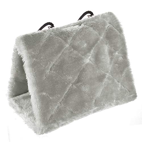 MOACC Winter Warm Bird Nest House Shed Hut Hanging Hammock Finch Cage Plush Fluffy Birds Hut Hideaway for Hamster Parrot Macaw Budgies Eclectus Parakeet Cockatiels Cockatoo Lovebird (M, Grey) - color: Grey, size: M